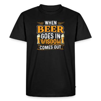 Beer wisdom comes out - Men's Premium Organic T-Shirt - black - Front - Nico (187cm)