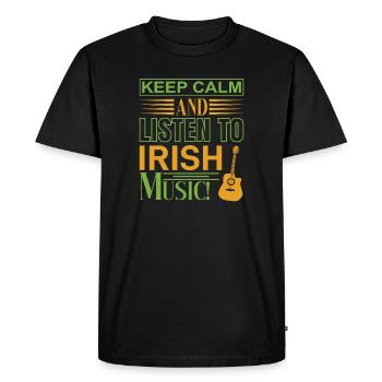 Restez calme, écoutez de la musique irlandaise - T-shirt Premium bio Homme - noir - Devant - Nico (187cm)