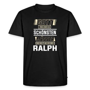 Ralph the Most Beautiful Man Shaped by God Design - Men's Premium Organic T-Shirt - black - Front - Nico (187cm)