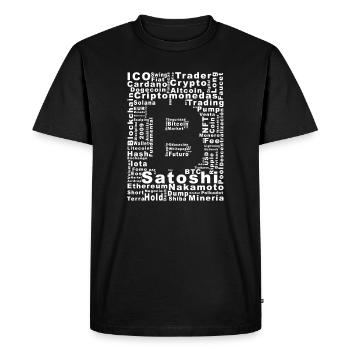 Satoshi Nakamoto Crypto Collage - T-shirt Premium bio Homme - noir - Devant - Nico (187cm)