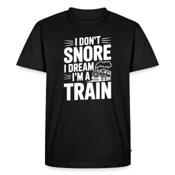 I Don't Snore I Dream I'm a Train - Men's Premium Organic T-Shirt - black - Front - Nico (187cm)