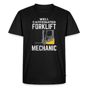 Conception bien caféinée du mécanicien de chariot élévateur - T-shirt Premium bio Homme - noir - Devant - Nico (187cm)