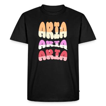 Aria Name - Men's Premium Organic T-Shirt - black - Front - Nico (187cm)