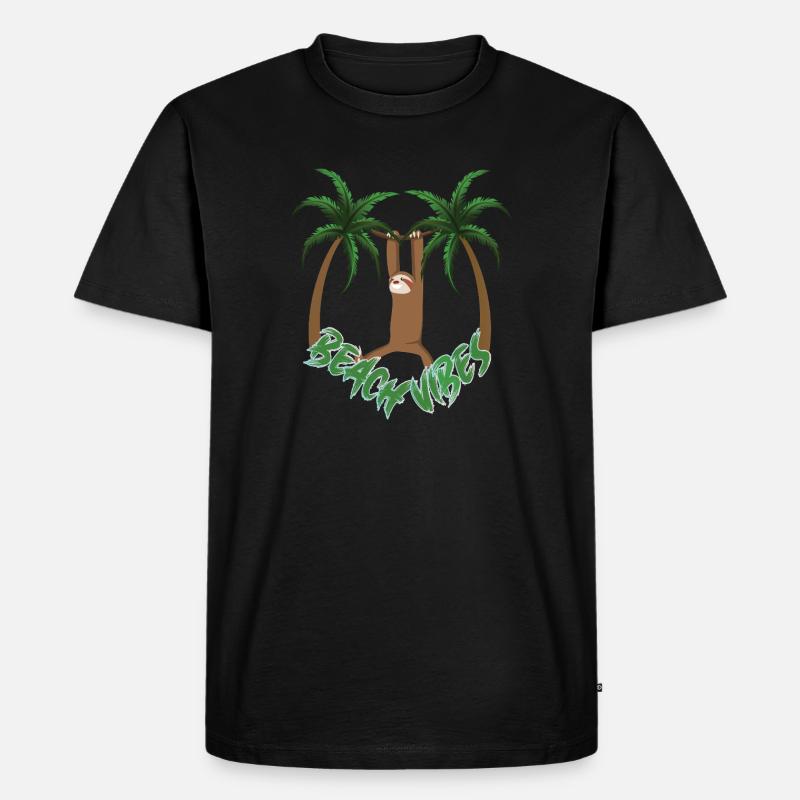 Beach Vibes Sloth - Männer Premium Bio T-Shirt - Schwarz