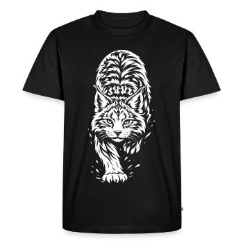 Lynx tribal – Motif animal de la forêt sauvage - T-shirt Premium bio Homme - noir - Devant - Nico (187cm)