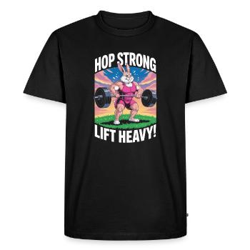 Hop Strong. Levez Lourd - T-shirt Premium bio Homme - noir - Devant - Nico (187cm)