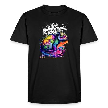 Colorful Chameleon Graffiti - Men's Premium Organic T-Shirt - black - Front - Nico (187cm)