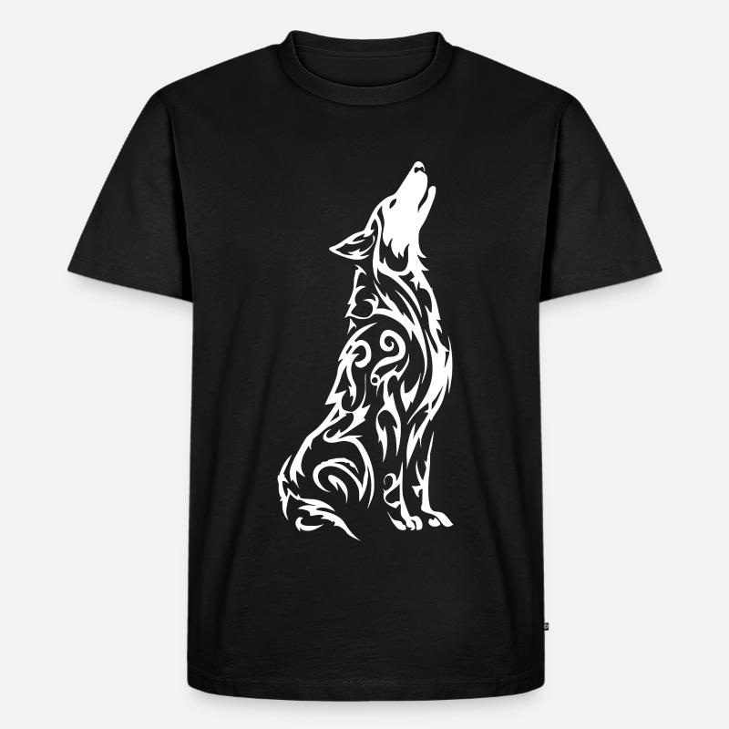 Wolf's Silhouette Tribal Pattern - Men's Premium Organic T-Shirt - black