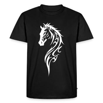 Style de ligne de tête de cheval tribal - T-shirt Premium bio Homme - noir - Devant - Nico (187cm)