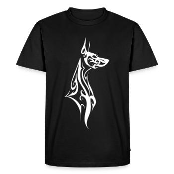 Tribal Doberman Black White - Men's Premium Organic T-Shirt - black - Front - Nico (187cm)