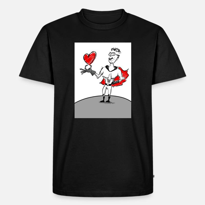 Herzheld: Superheld mit Herz - Männer Premium Bio T-Shirt - Schwarz