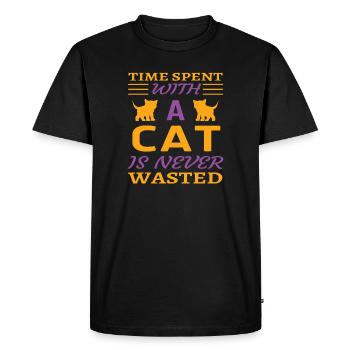 Spent time with cat - Men's Premium Organic T-Shirt - black - Front - Nico (187cm)