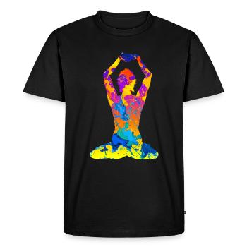 Yoga Yoga Yoga Silhouette Femmes - T-shirt Premium bio Homme - noir - Devant - Nico (187cm)