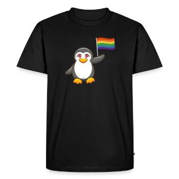 Rainbow Flag Gay Pride Month Penguin LGBT - Men's Premium Organic T-Shirt - black - Front - Nico (187cm)