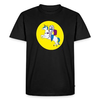Astronaut rides a unicorn - Men's Premium Organic T-Shirt - black - Front - Nico (187cm)
