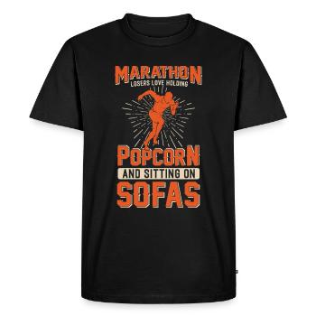 Jogging Dicton pour courir - Runners - T-shirt Premium bio Homme - noir - Devant - Nico (187cm)