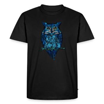 Eule - Männer Premium Bio T-Shirt - Schwarz - Vorne - Nico (187cm)