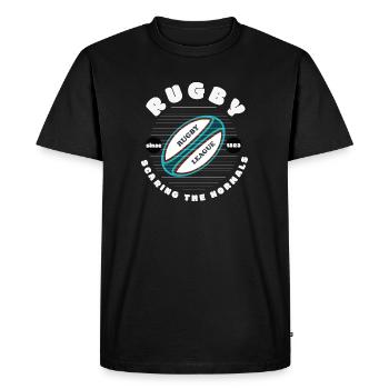 Rugby effrayant les normales - T-shirt Premium bio Homme - noir - Devant - Nico (187cm)
