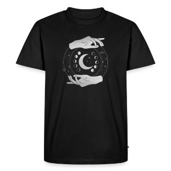 Phases lunaires avec des mains d’argent, magie spirituelle - T-shirt Premium bio Homme - noir - Devant - Nico (187cm)