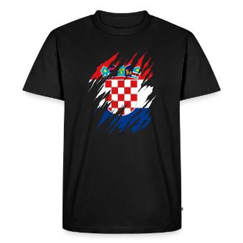 Drapeau de la Croatie Adriatique Zagreb Drapeau croate - T-shirt Premium bio Homme - noir - Devant - Nico (187cm)