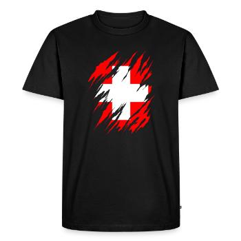 Drapeau de la Suisse Vintage Croix en détresse Look Suisse - T-shirt Premium bio Homme - noir - Devant - Nico (187cm)