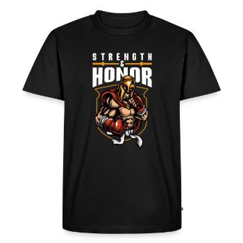 Force et Honneur Guerrier - T-shirt Premium bio Homme - noir - Devant - Nico (187cm)
