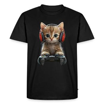 Jeux de chat - T-shirt Premium bio Homme - noir - Devant - Nico (187cm)