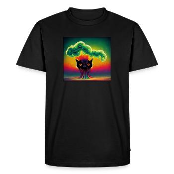 Cathulhu rising from a nuclear cloud - Men's Premium Organic T-Shirt - black - Front - Nico (187cm)