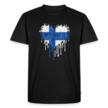 T-shirt finlandais en forme de cœur – Pour les vrais fans de Suomi ! - T-shirt Premium bio Homme - noir - Devant - Nico (187cm)