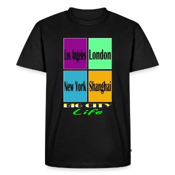 Los Angeles Londres New York Shanghai Big City Life - T-shirt Premium bio Homme - noir - Devant - Nico (187cm)