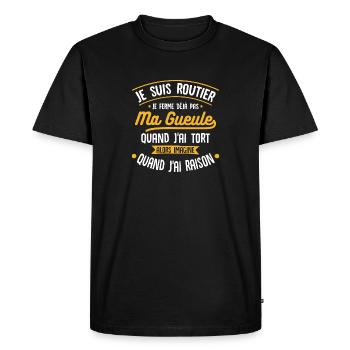 Routier j'ai raison cool - T-shirt Premium bio Homme - noir - Devant - Nico (187cm)