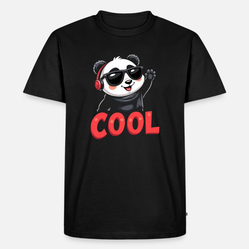 cooler Panda - Männer Premium Bio T-Shirt - Schwarz