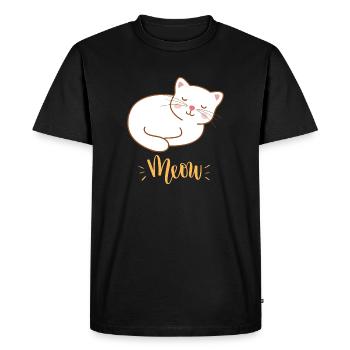 Mignon Kawaii drôle de chat disant miaulement - T-shirt Premium bio Homme - noir - Devant - Nico (187cm)