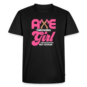 Axe Throwing Girl Like A Regular Girl Hatchet Ax T - Men's Premium Organic T-Shirt - black - Front - Nico (187cm)