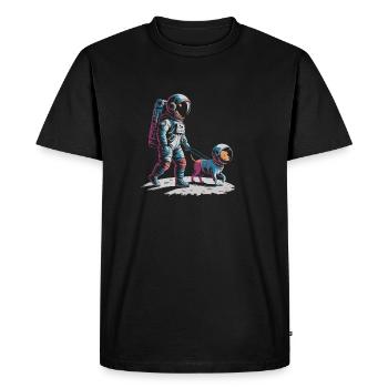 Astronaute qui promène son chien - T-shirt Premium bio Homme - noir - Devant - Nico (187cm)