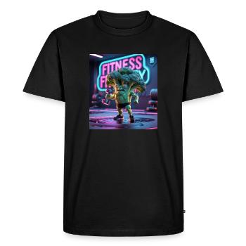 Cartoon Broccoli Gym - Men's Premium Organic T-Shirt - black - Front - Nico (187cm)