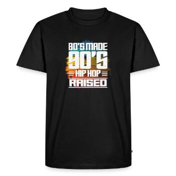 80's Made 90's Hip Hop Raised Apparel - Men's Premium Organic T-Shirt - black - Front - Nico (187cm)