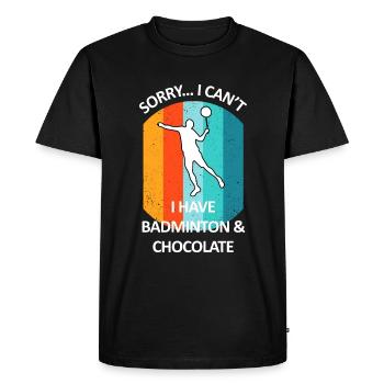 Badminton Badminton Badminton Player Chocolate - Men's Premium Organic T-Shirt - black - Front - Nico (187cm)