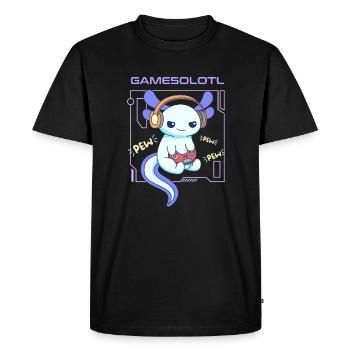 Gamesolotl Word Pun Design for Axolotl Lovers - Men's Premium Organic T-Shirt - black - Front - Nico (187cm)