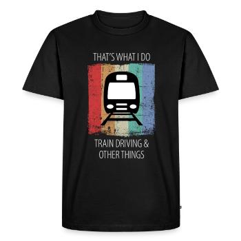 Train Railway Railroad Worker Trains Train Driver - Men's Premium Organic T-Shirt - black - Front - Nico (187cm)