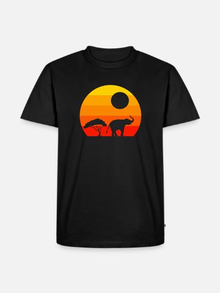 Retro Sunset Elephant - Men's Premium Organic T-Shirt - black