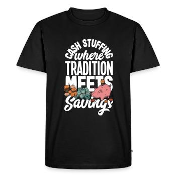 Le bourrage d’argent là où la tradition rencontre l’épargne L’argent - T-shirt Premium bio Homme - noir - Devant - Nico (187cm)