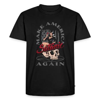 Satan Make America Satanic Again Occult - Men's Premium Organic T-Shirt - black - Front - Nico (187cm)