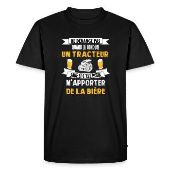 Je conduis un tracteur t-shirt agriculteur bière - T-shirt Premium bio Homme - noir - Devant - Nico (187cm)