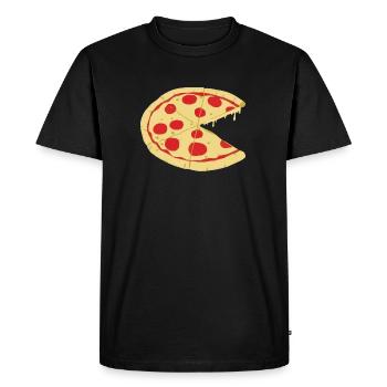 "PIZZA" - look de partenaire de couple ("père") - T-shirt Premium bio Homme - noir - Devant - Nico (187cm)