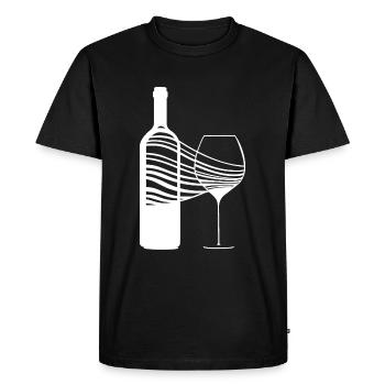 Motif Sommelier - Verre à vin et bouteille de vin - T-shirt Premium bio Homme - noir - Devant - Nico (187cm)