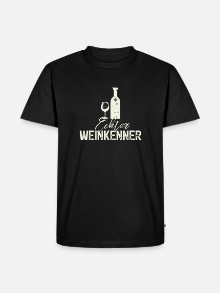 Echter Weinkenner, Weisswein Wein - Männer Premium Bio T-Shirt - Schwarz