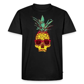 Pineapple skull - Men's Premium Organic T-Shirt - black - Front - Nico (187cm)