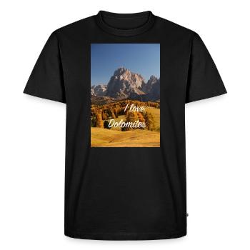 Sassolungo - symbole du Tyrol du Sud - T-shirt Premium bio Homme - noir - Devant - Nico (187cm)
