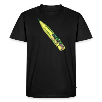 Bleistift gelb - Männer Premium Bio T-Shirt - Schwarz - Vorne - Nico (187cm)